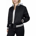 Black/Black Medium Women's Hooded Varsity Jacket w/ Detachable Hood